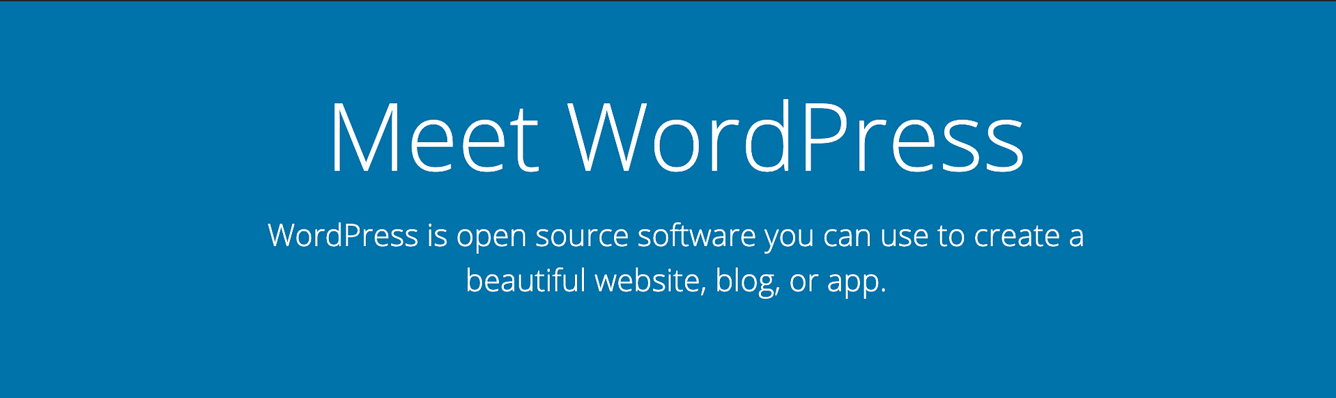 The WordPress homepage.