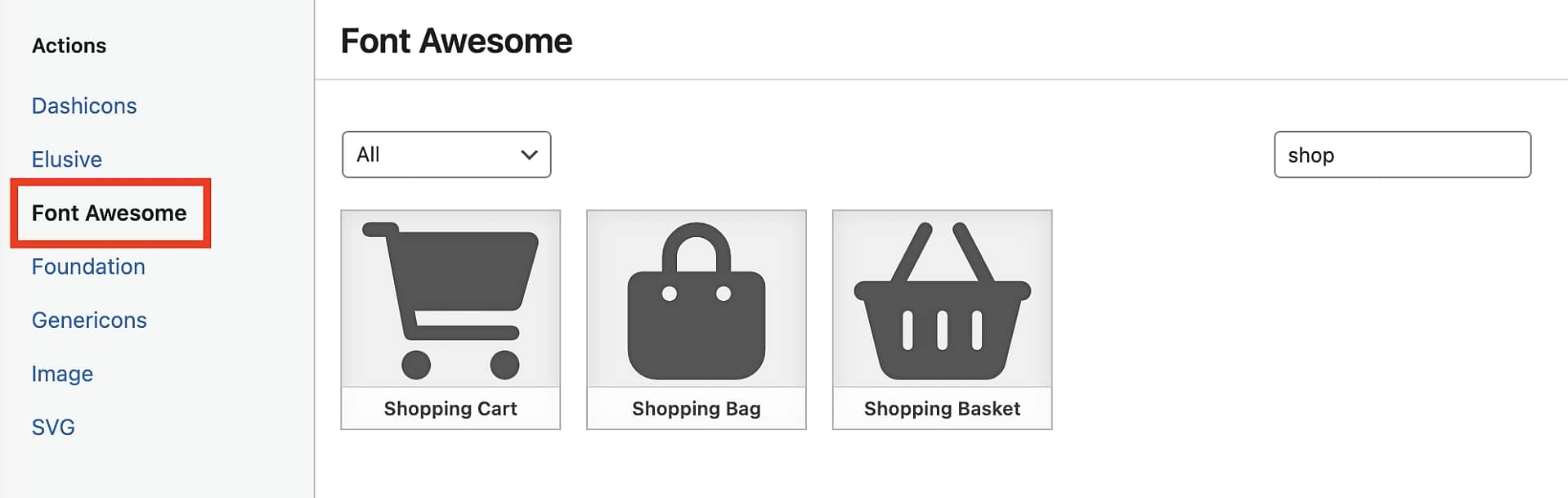 Font Awesome shop-related icons.