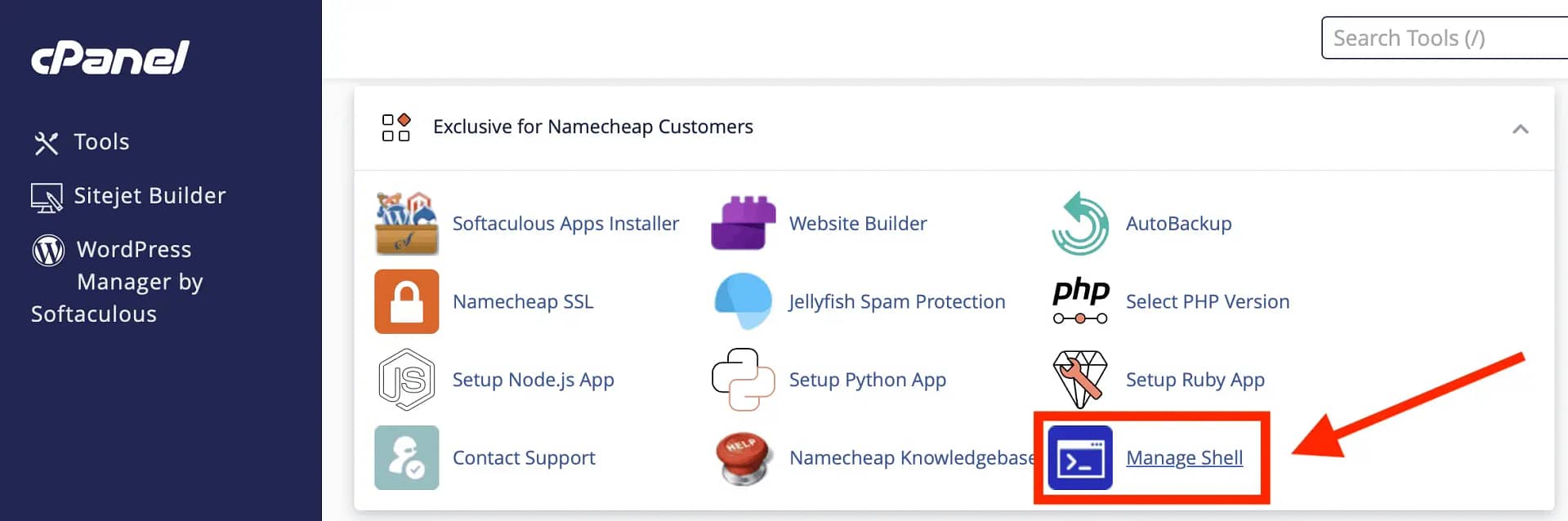 Namecheap SSH access using cPanel.
