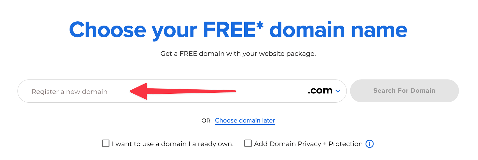 Bluehost domain choose