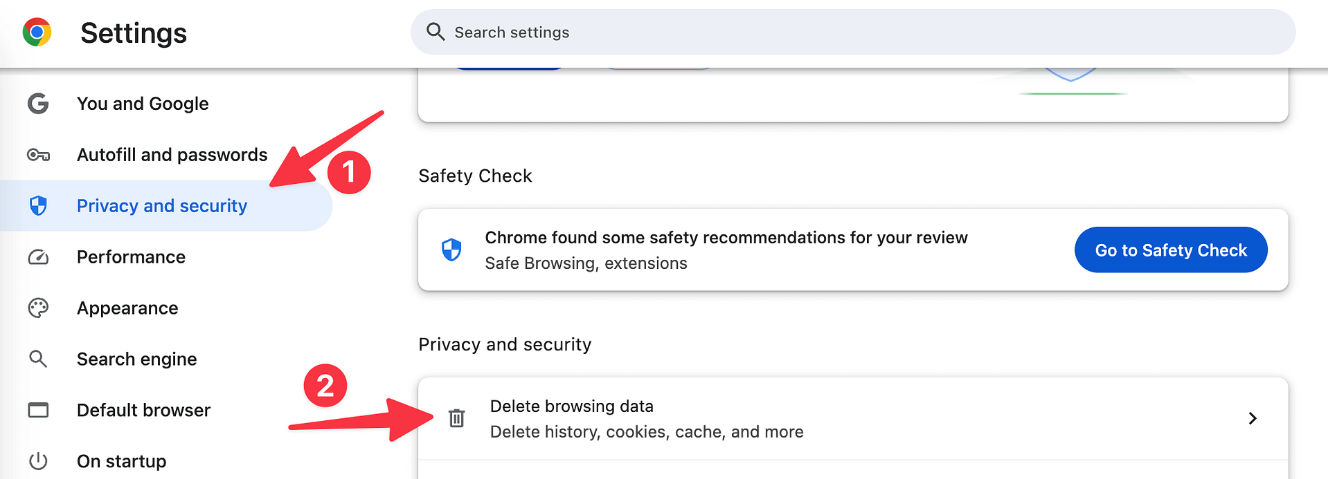 clear browsing data chrome