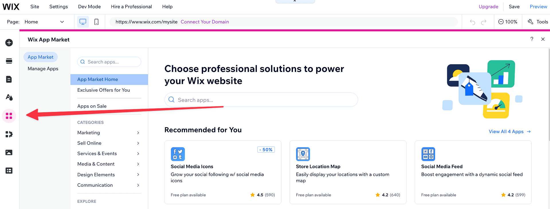 wix add apps