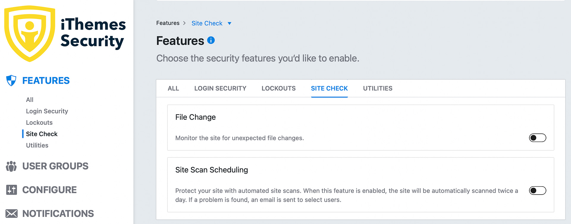 Comparing scanning in Wordfence Security vs iThemes Security.