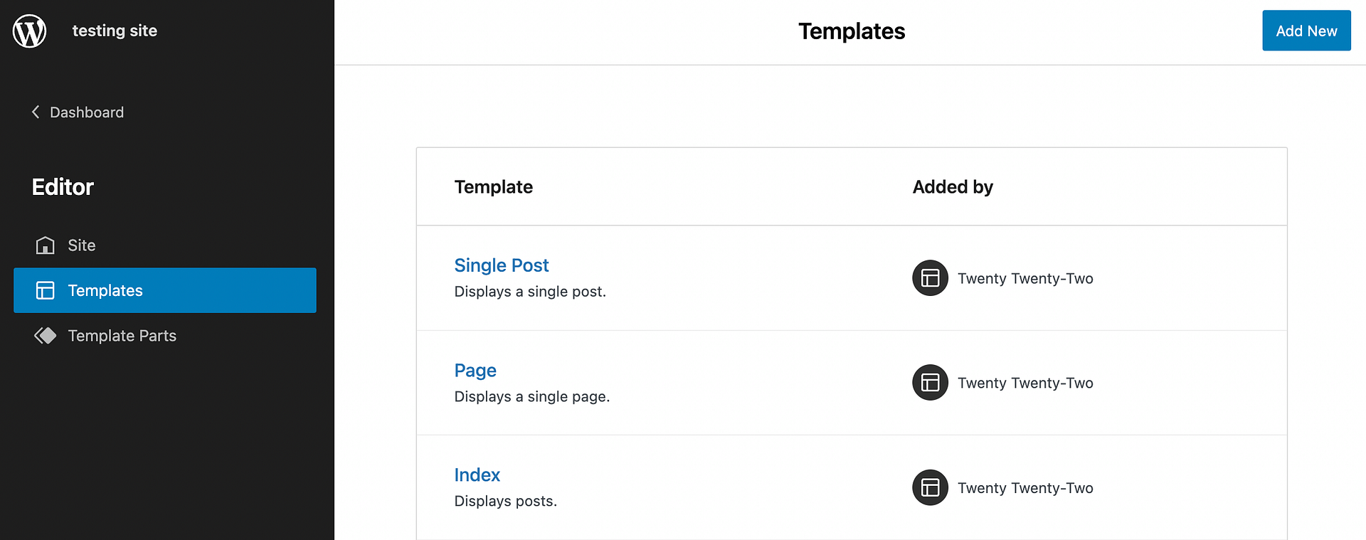Site Editor templates