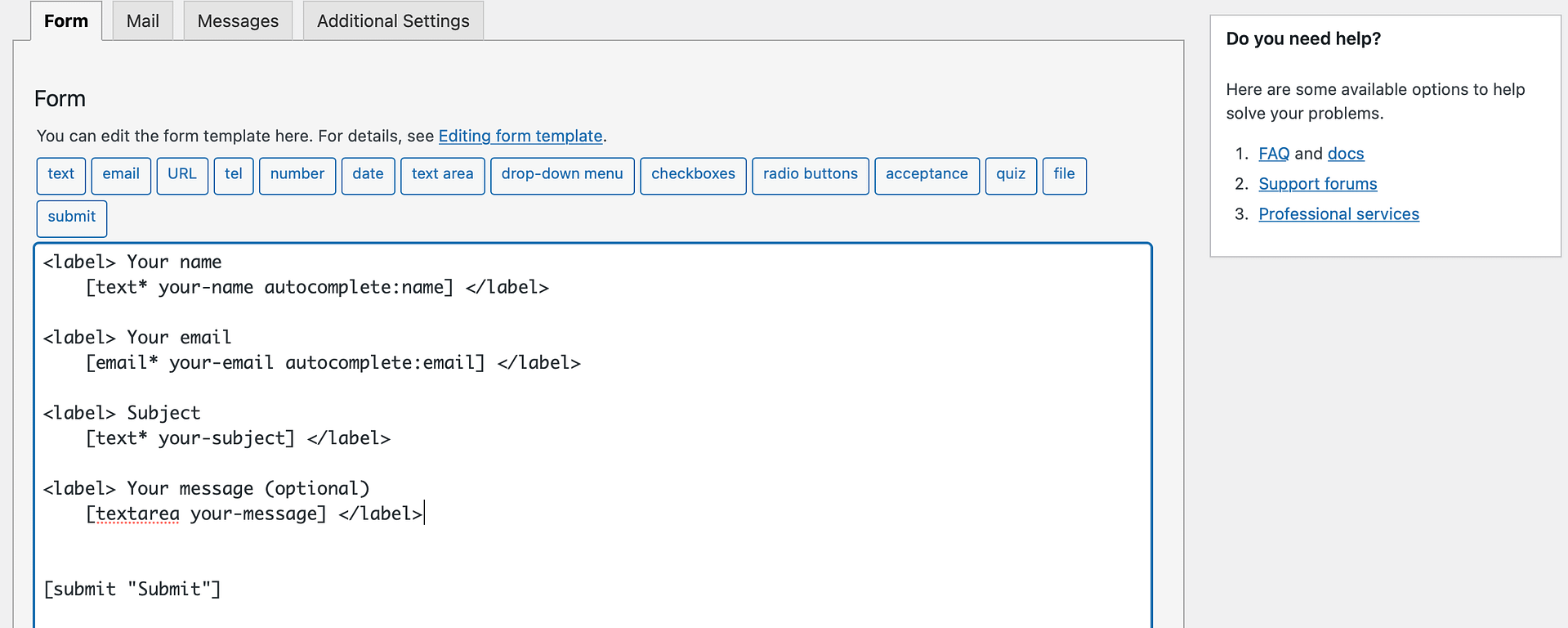 Form template.