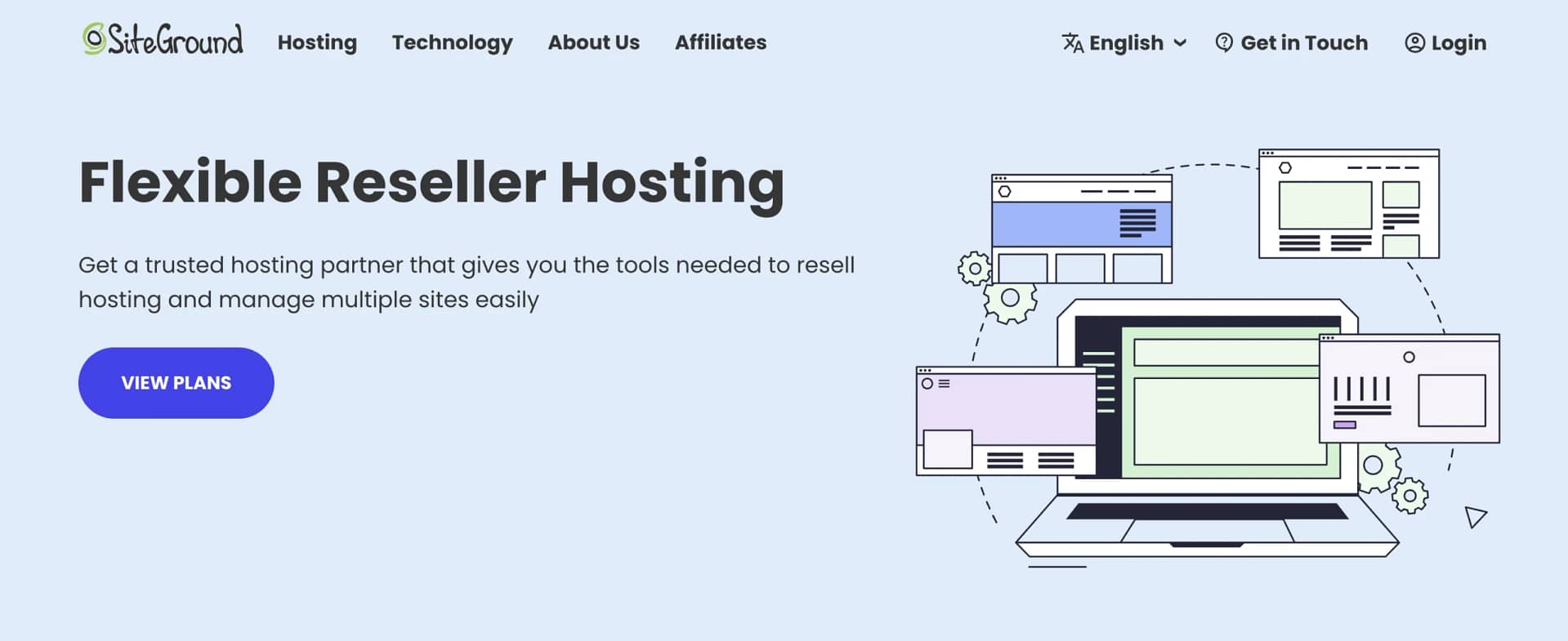 SiteGround reseller hosting page.