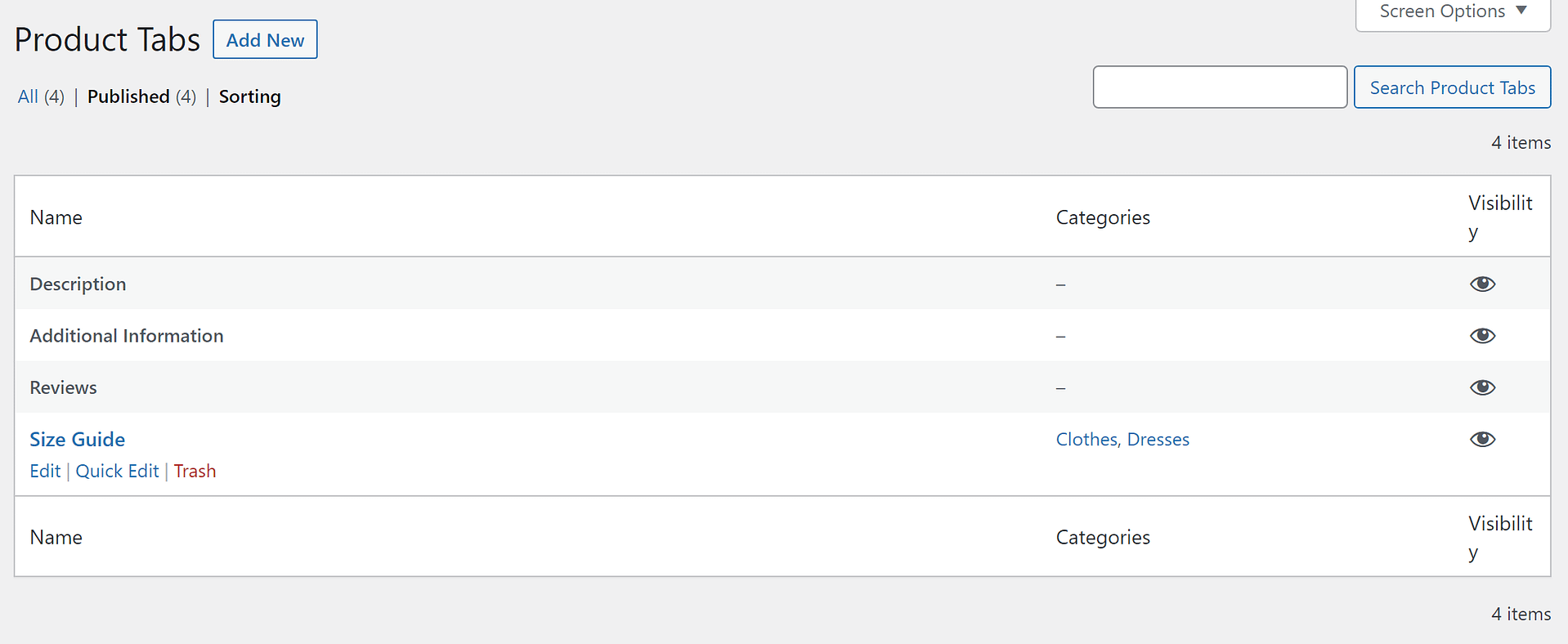 Sorting custom product tabs for WooCommerce.