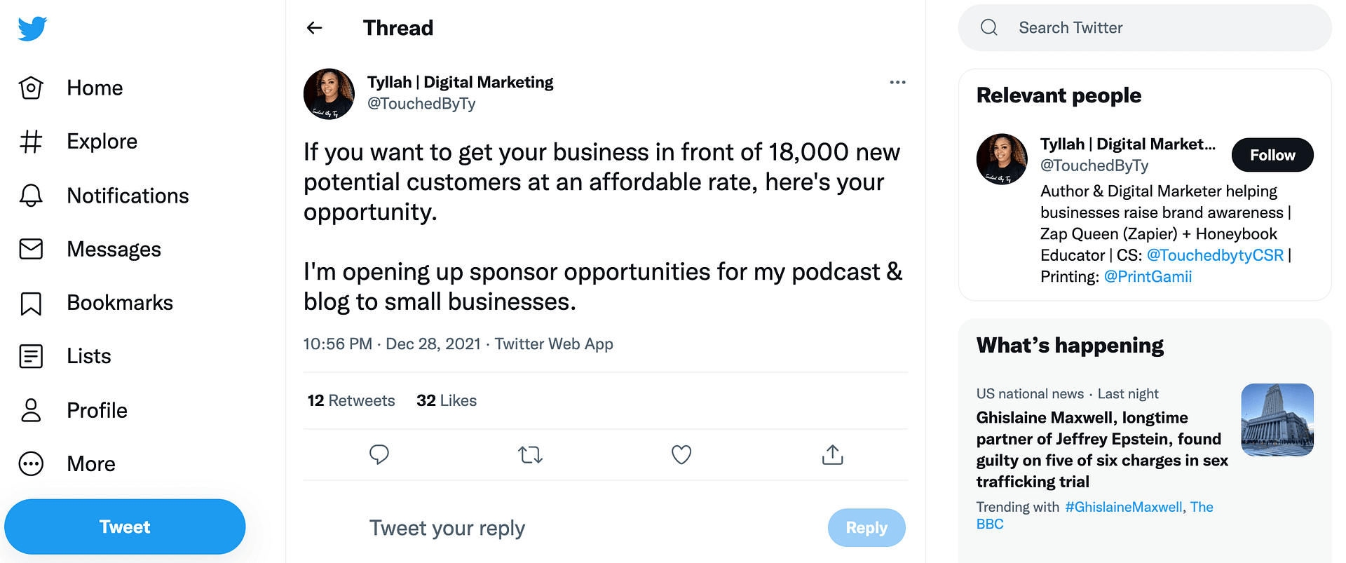 A podcast sponsorship opportunity. 