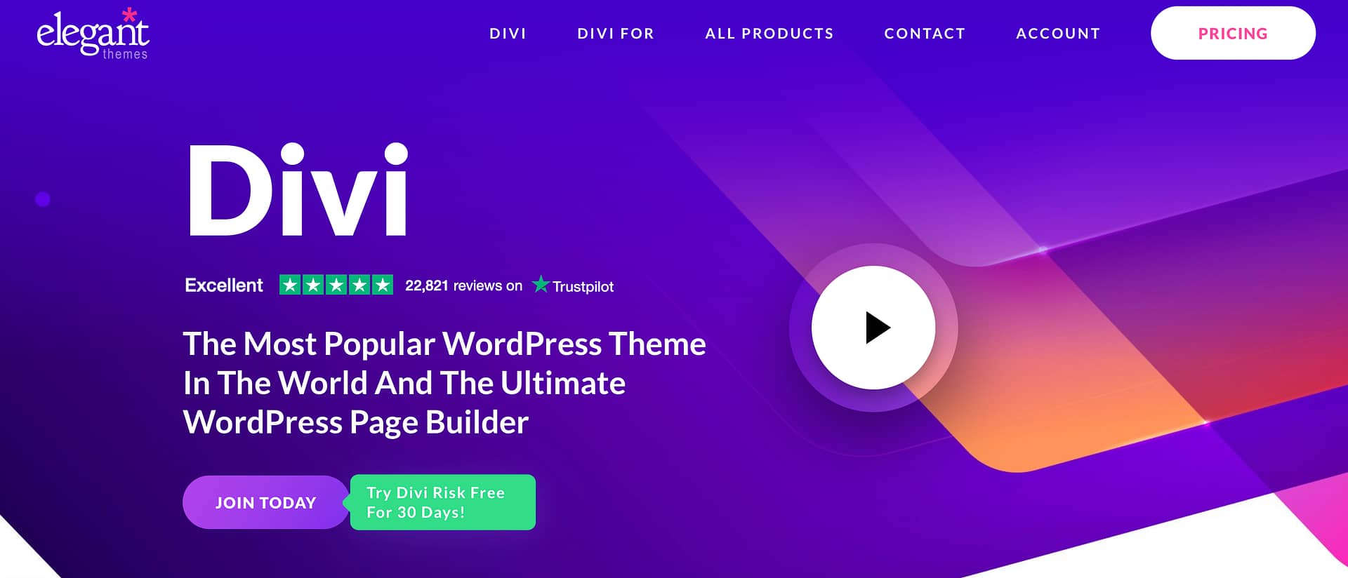 Divi homepage.