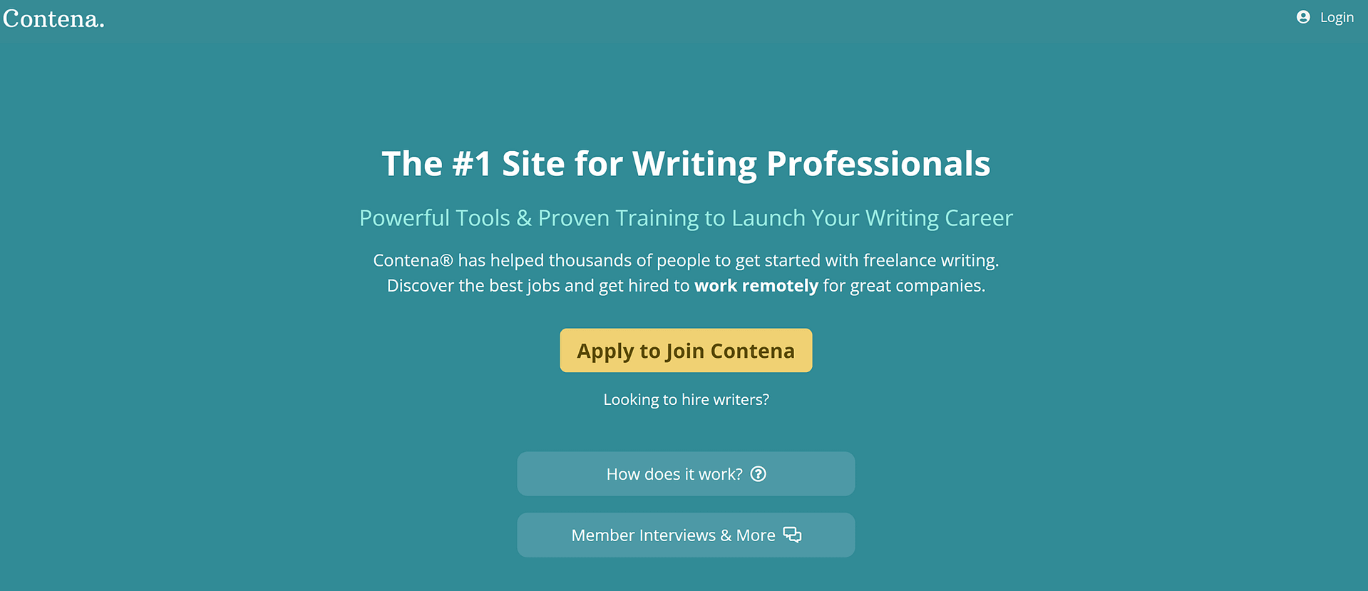 Best freelance writing websites: Contena homepage.