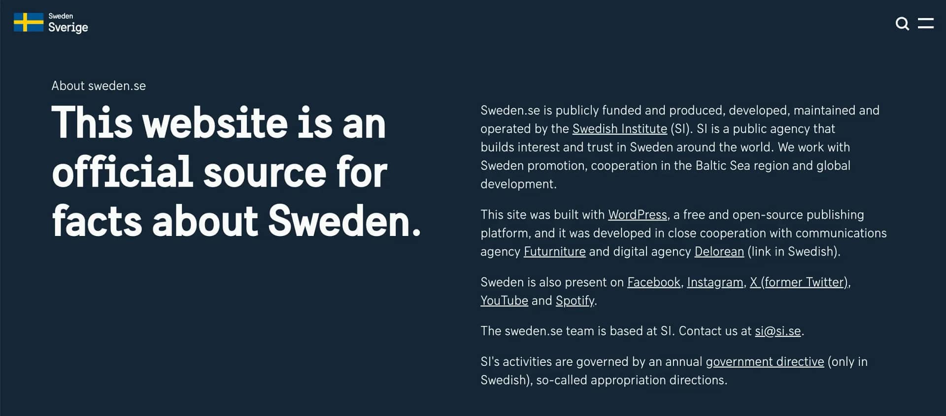 The official website of Sweden.