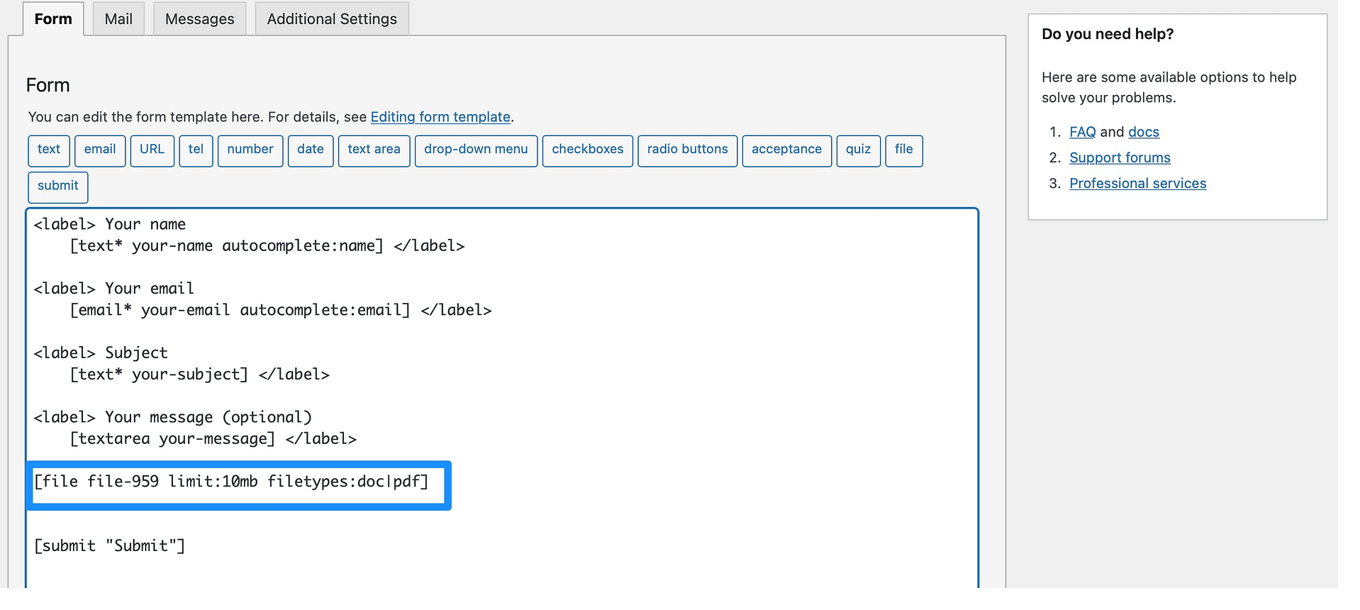 Copy the file tag.