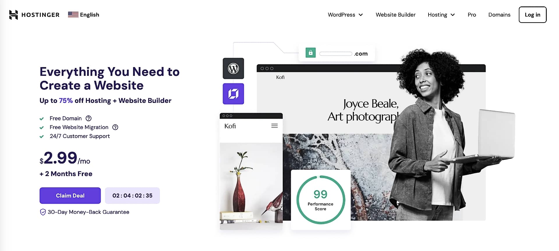 Hostinger homepage.