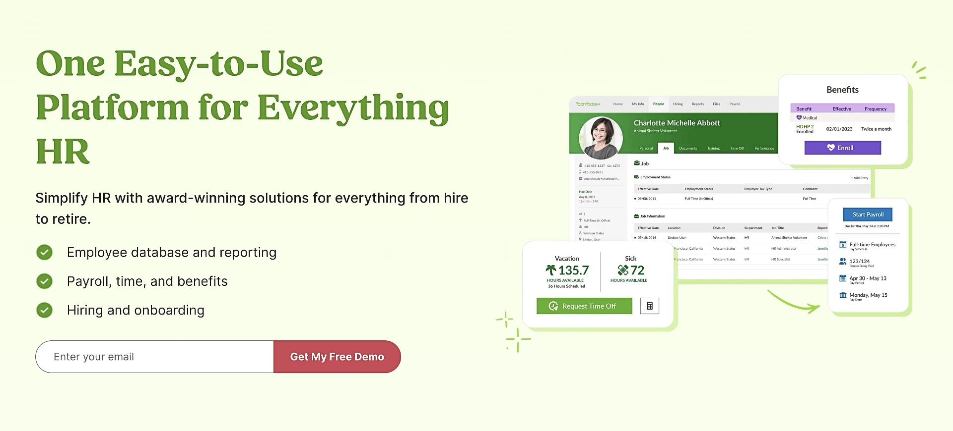 The Bamboo HR homepage displays one of the most effective call to action examples.