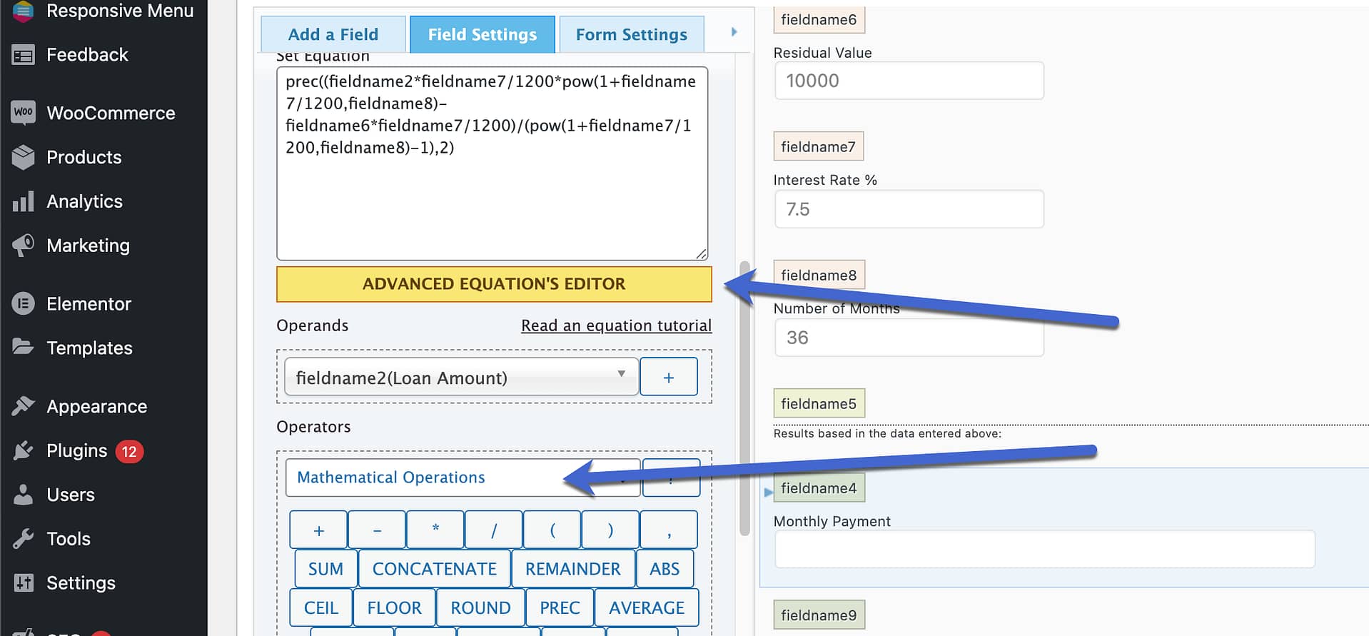 advanced equation editor from WordPress calculator plugins