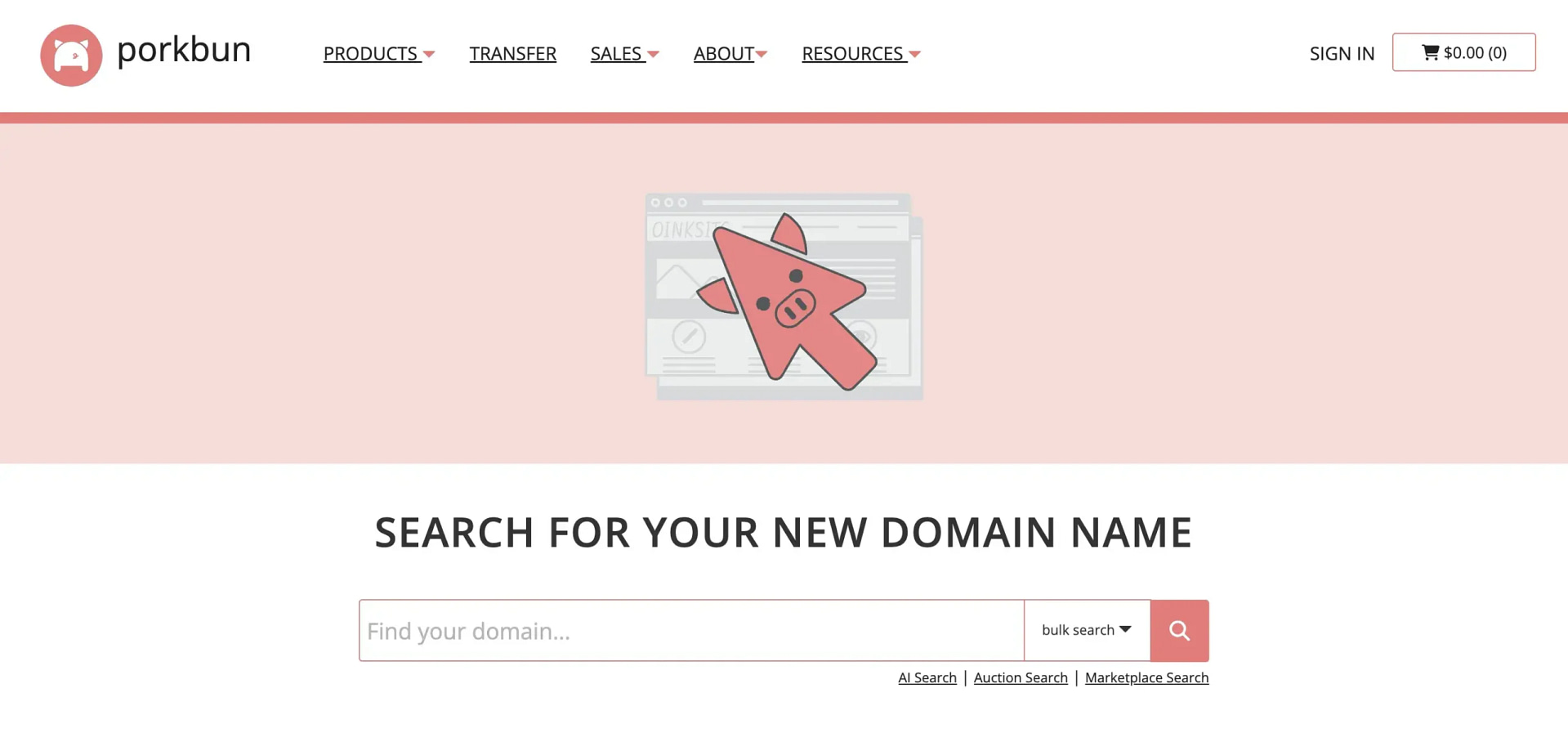 Porhbun registrar page.