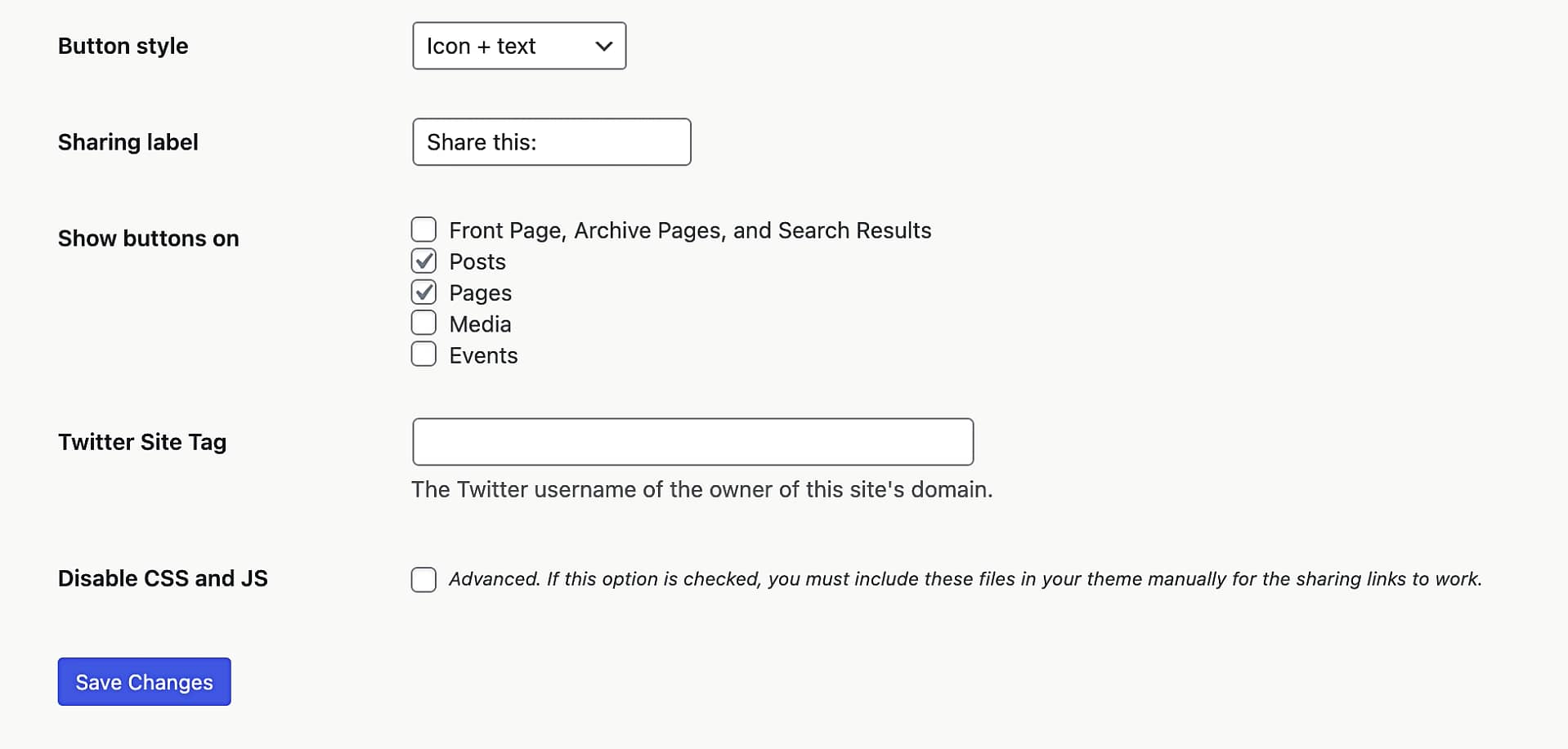Customization options for social share buttons in Jetpack
