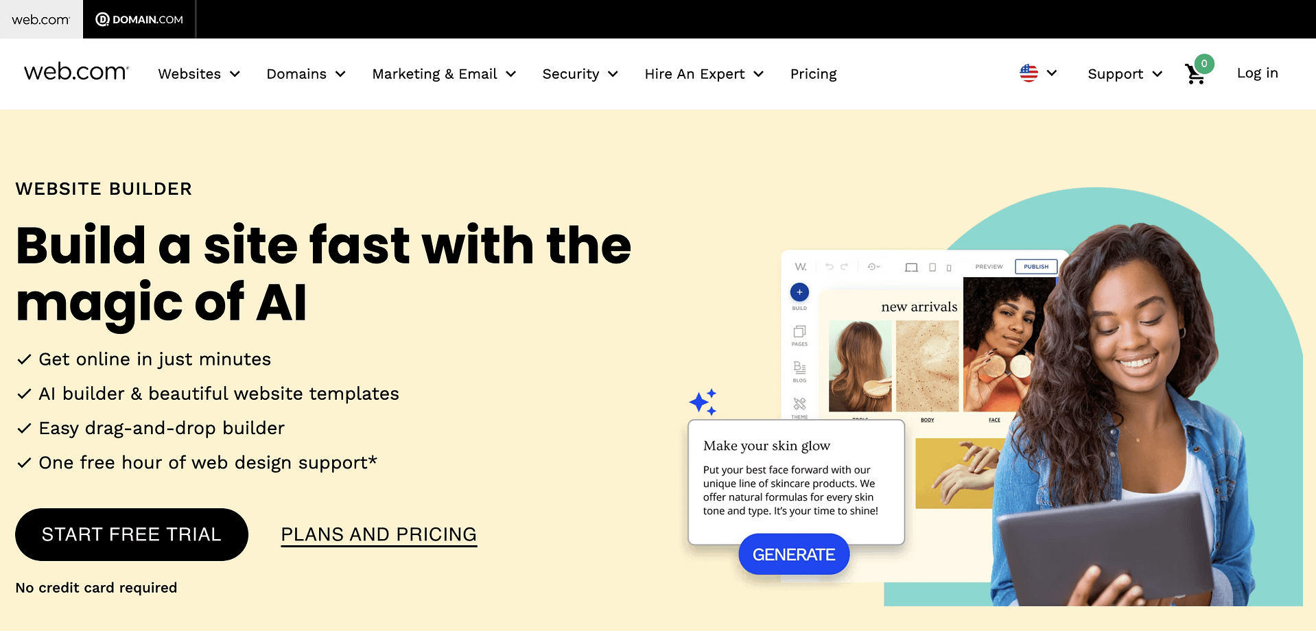 Web.com landing page.