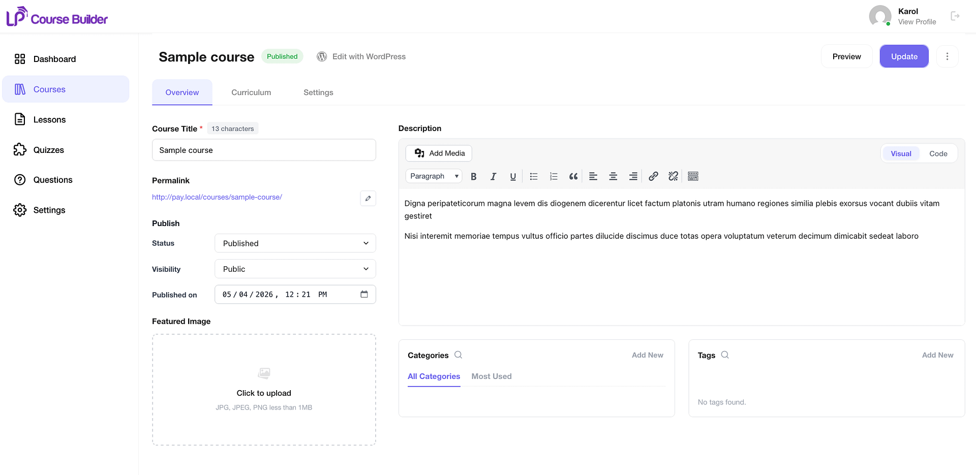 LearnPress course builder 2
