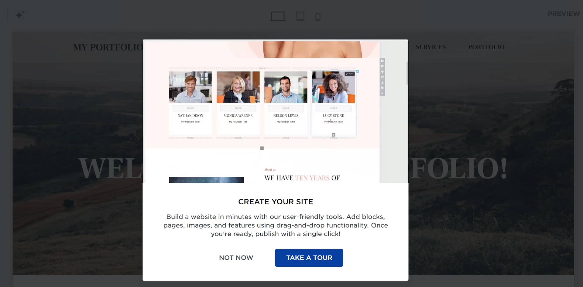 Web.com site builder tour.