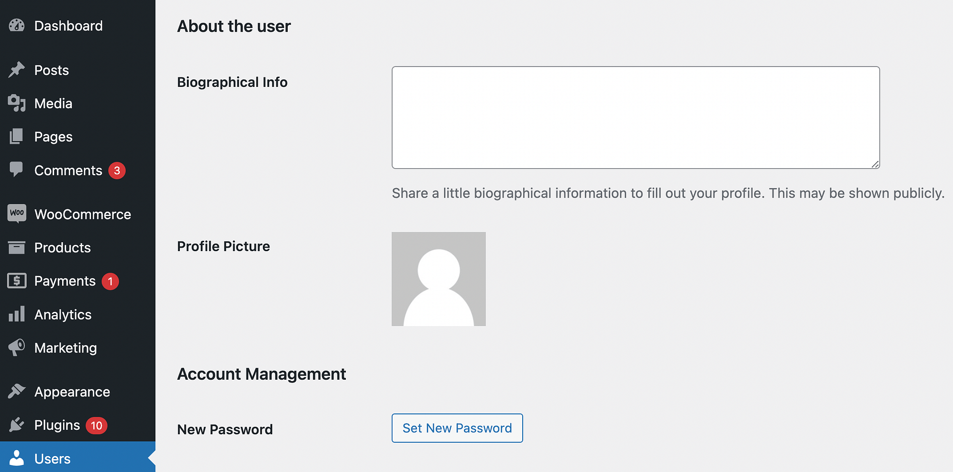 Add WordPress author bio box in settings.