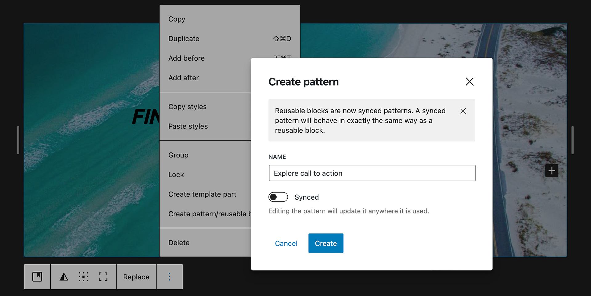 Sync WordPress block patterns.