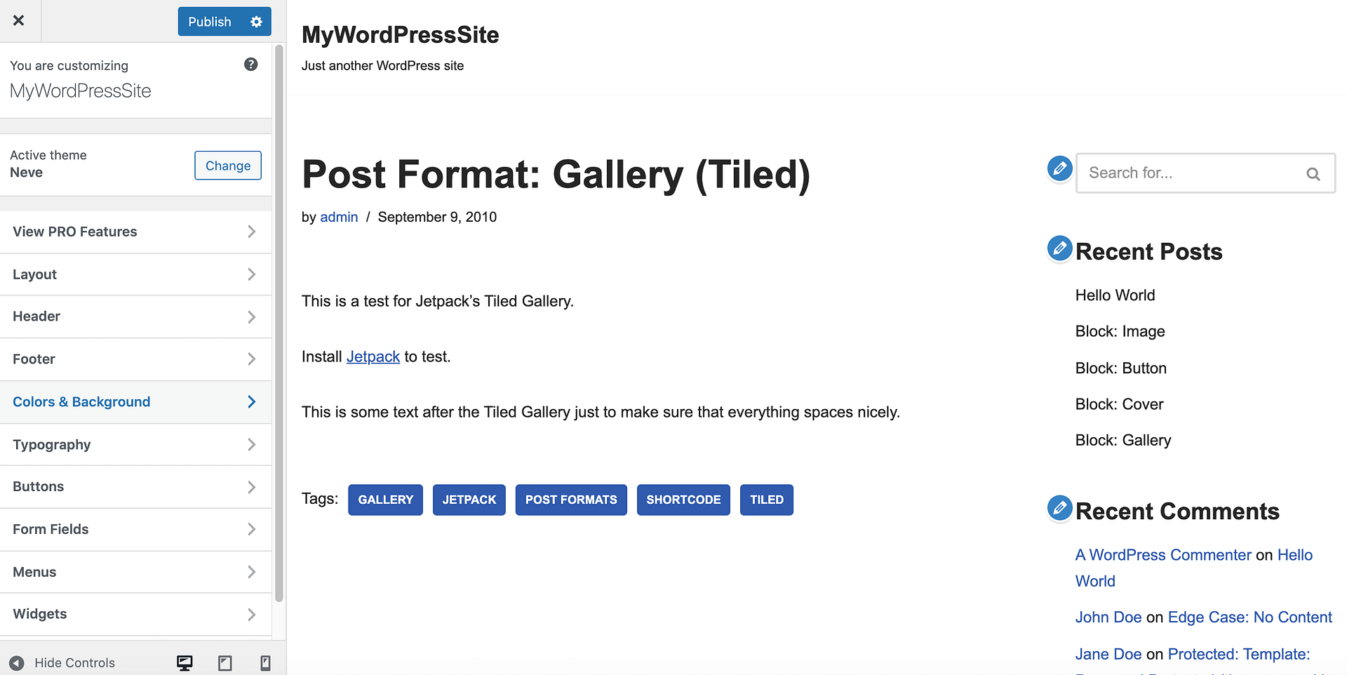 How to change the link color in WordPress, using the Hestia theme.