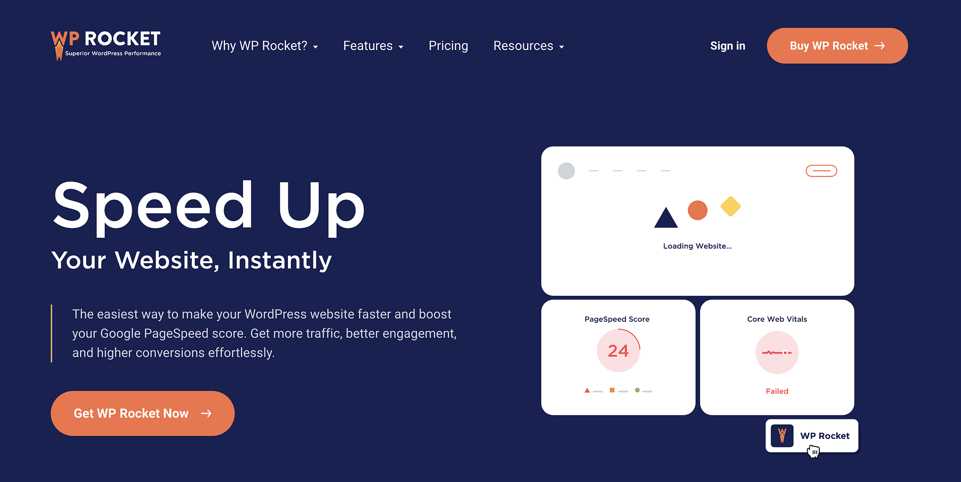 WP Rocket homepage.