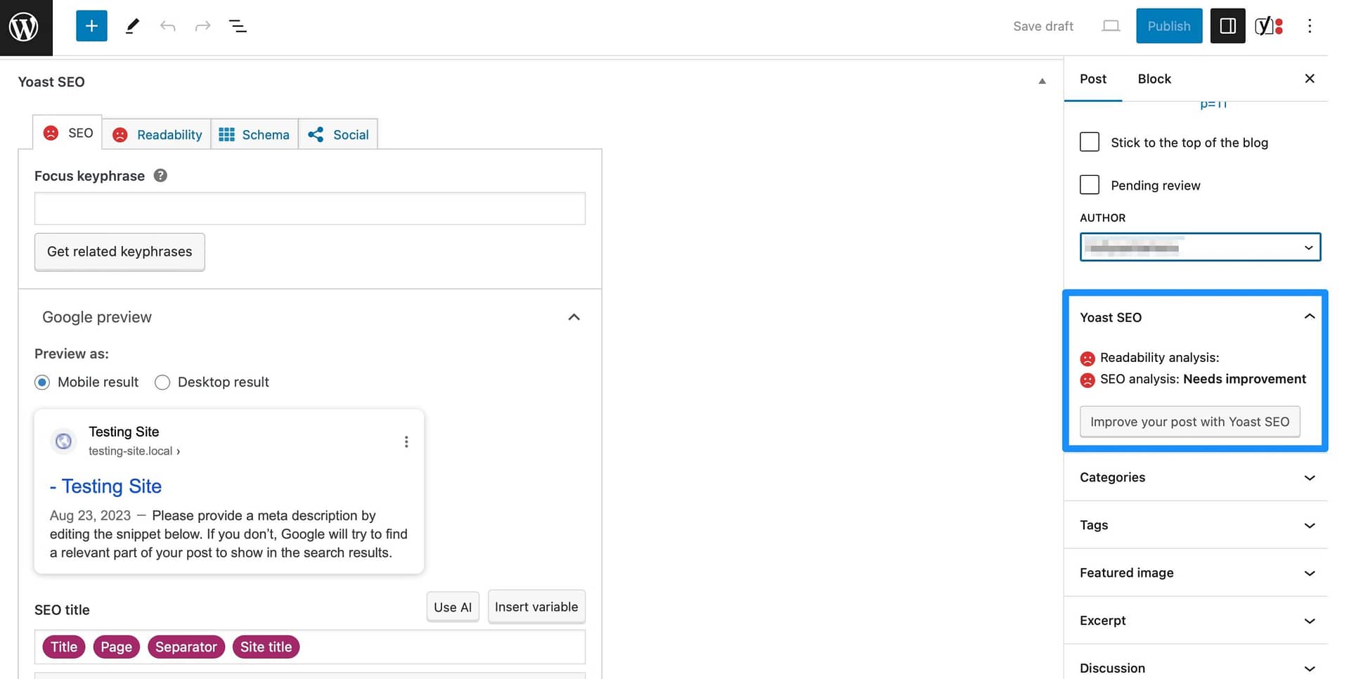 Meta box inside the Yoast SEO tutorial.