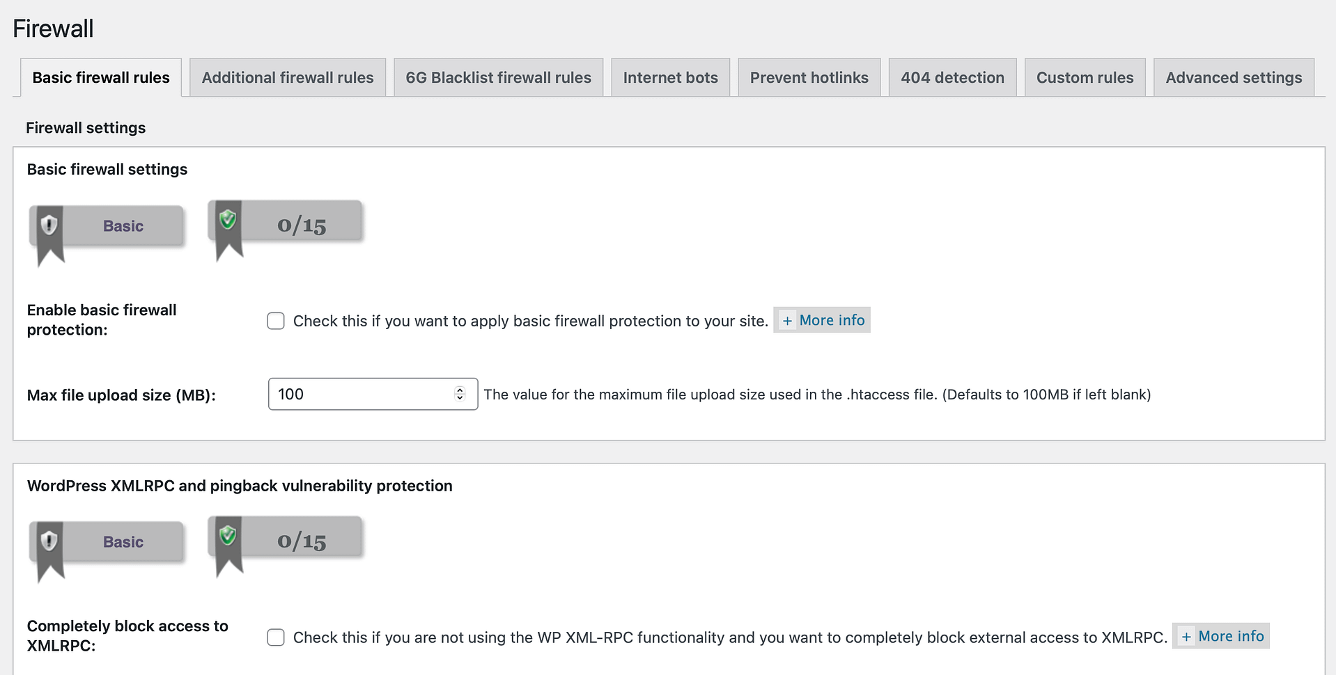 All-In-One WP Security firewall.