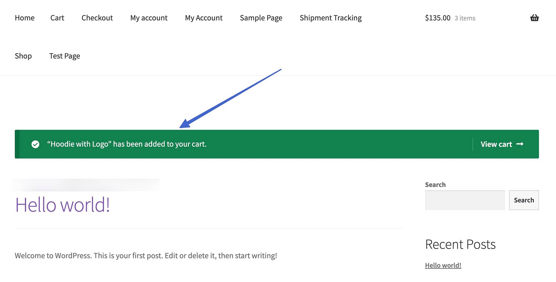 WooCommerce shortcode for messages 