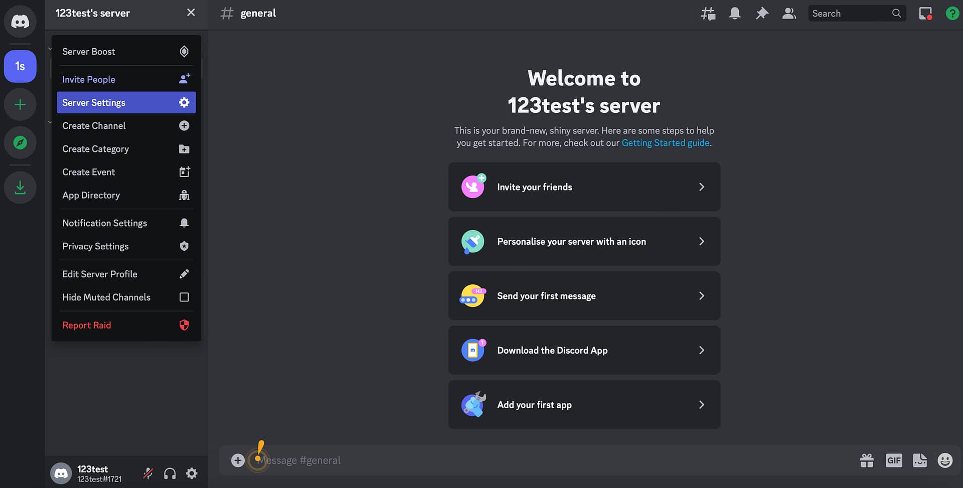 Discord server settings.