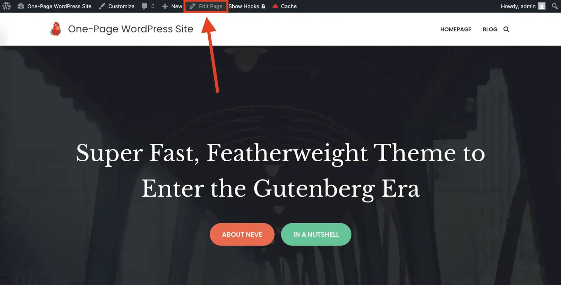 Clicking Edit Page to begin customizing.