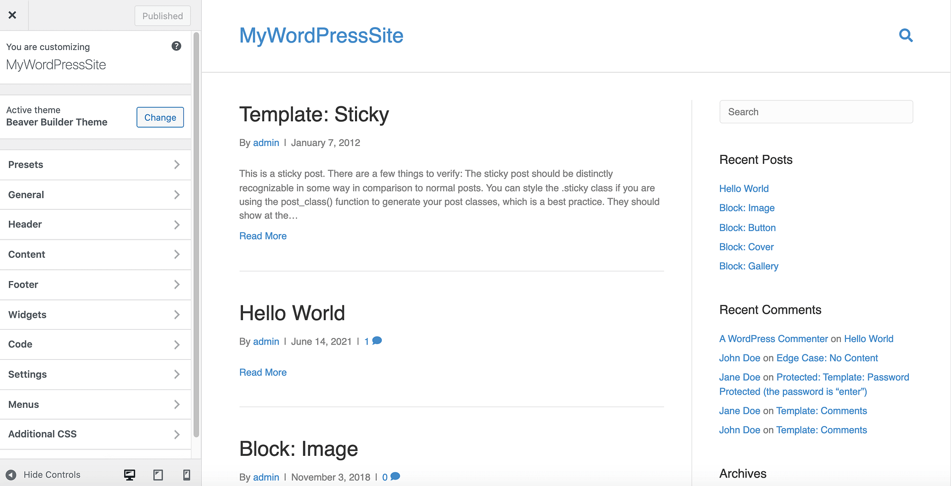 The Beaver Builder page editor.
