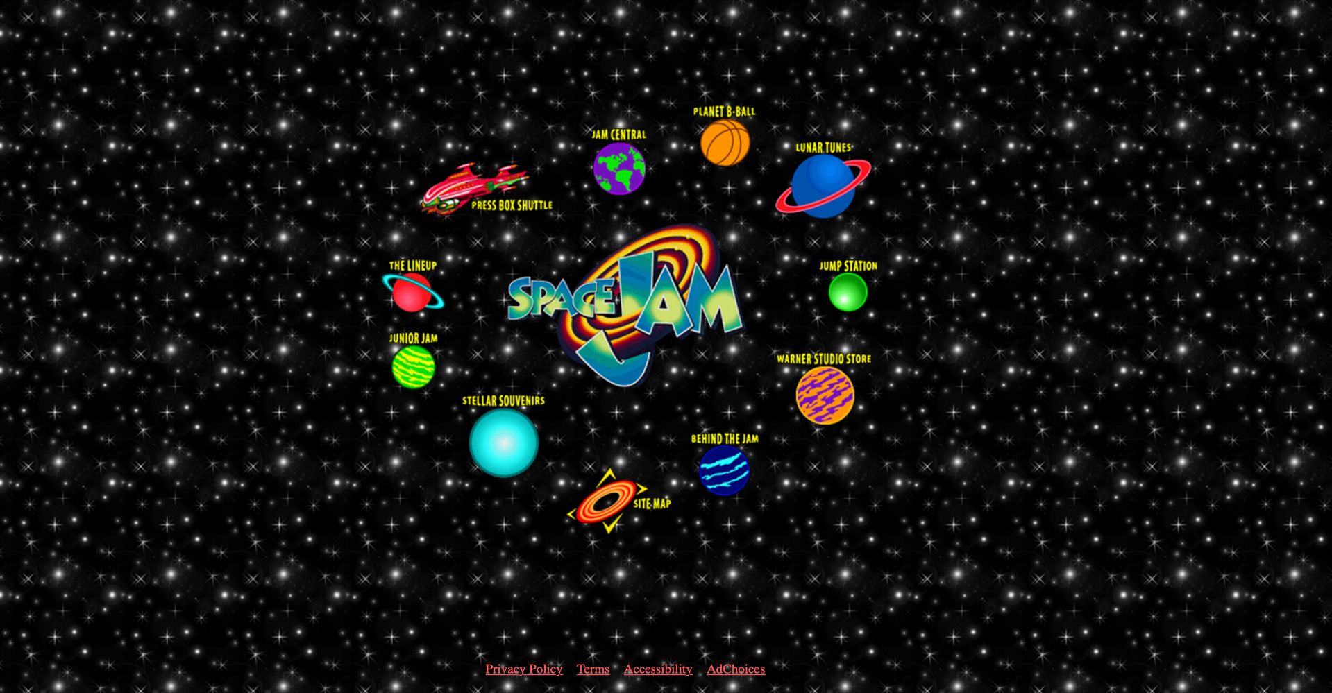 Space Jam example of 90s web design.