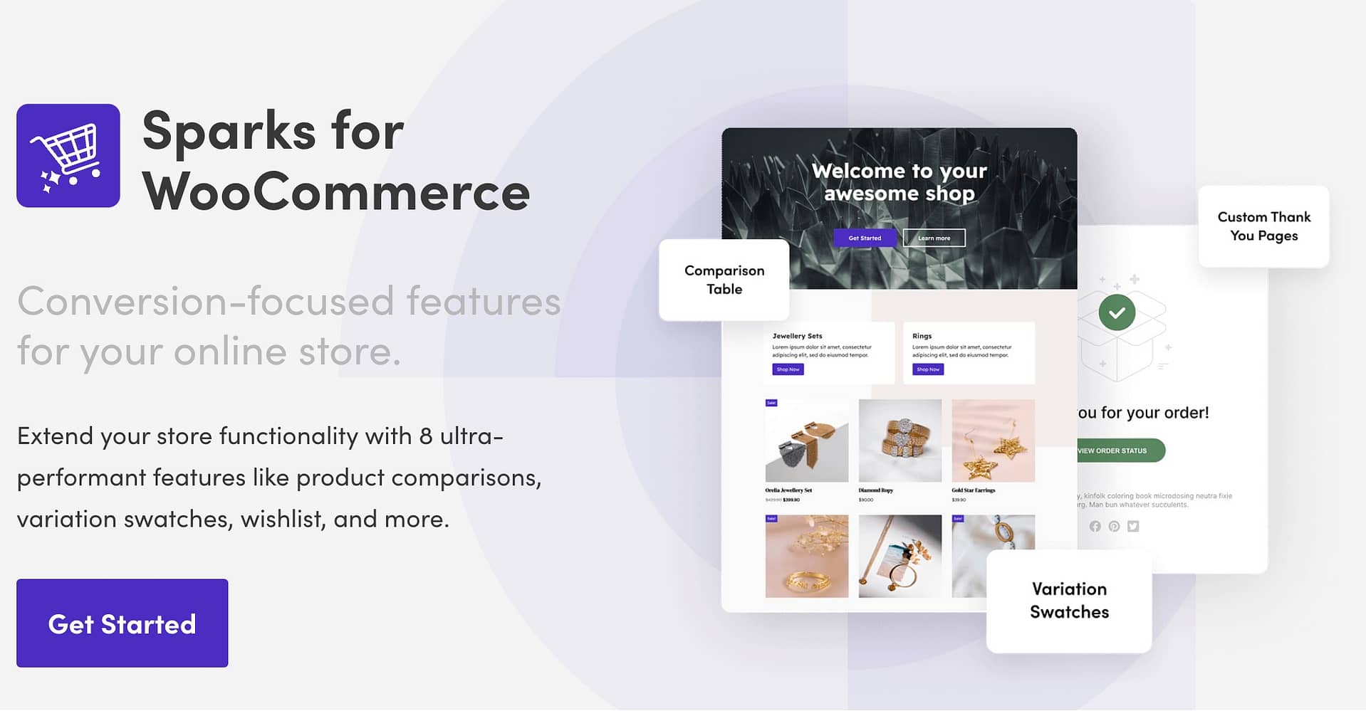 The Sparks for WooCommerce homepage.
