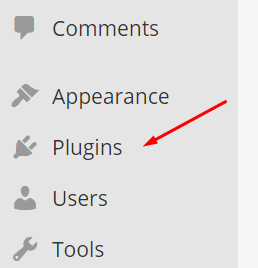 WordPress plugins menu