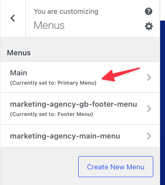primary menu
