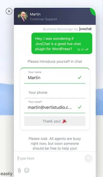 JivoChat live chat window