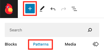 Accessing block patterns in the block editor in WordPress