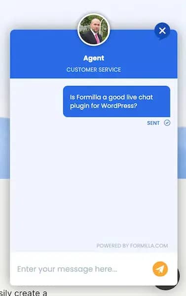 Formilla live chat window