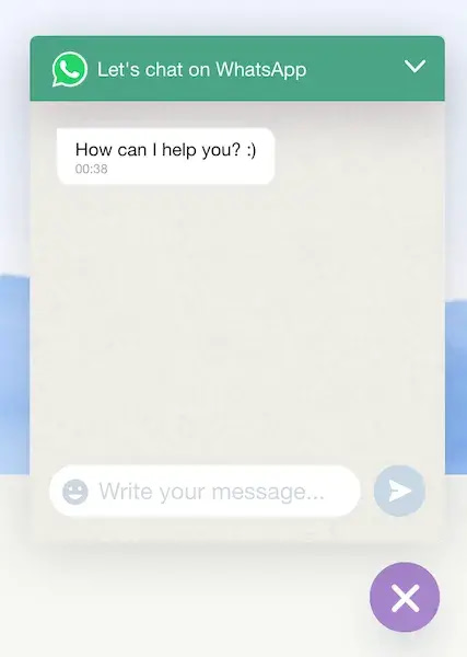 Chaty live chat WhatsApp window