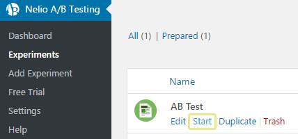 Starting your Nelio A/B test.