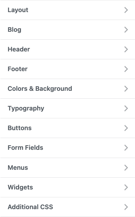 customizer sidebar