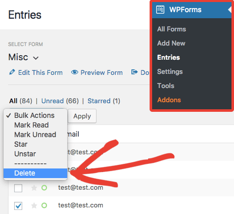 WPForms Entry management