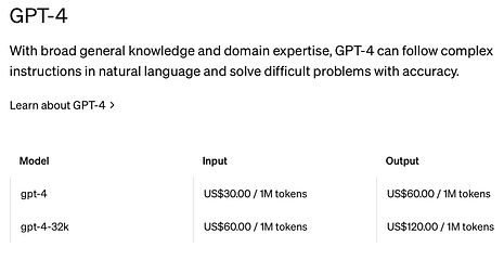 how much does chatgpt 4 api cost