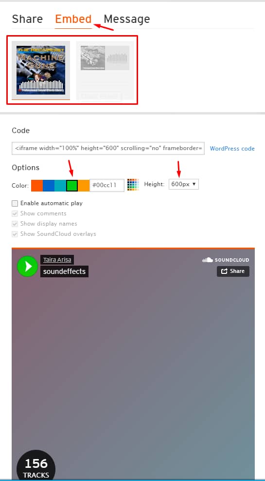 SoundClouds easy to use embed options for WordPress