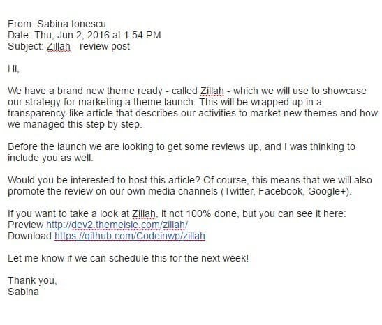 Email sample