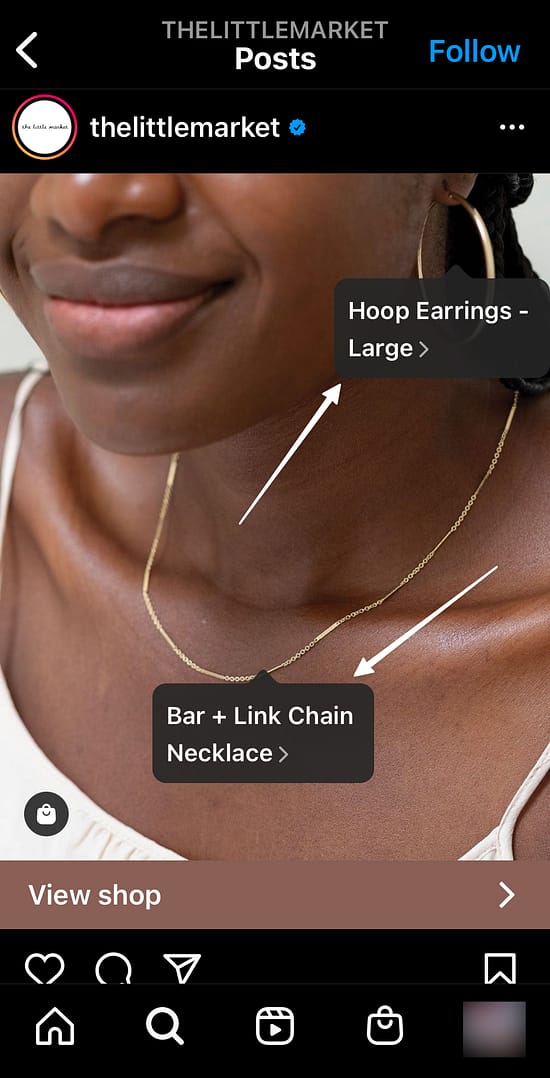 Instagram Shoppable Posts example