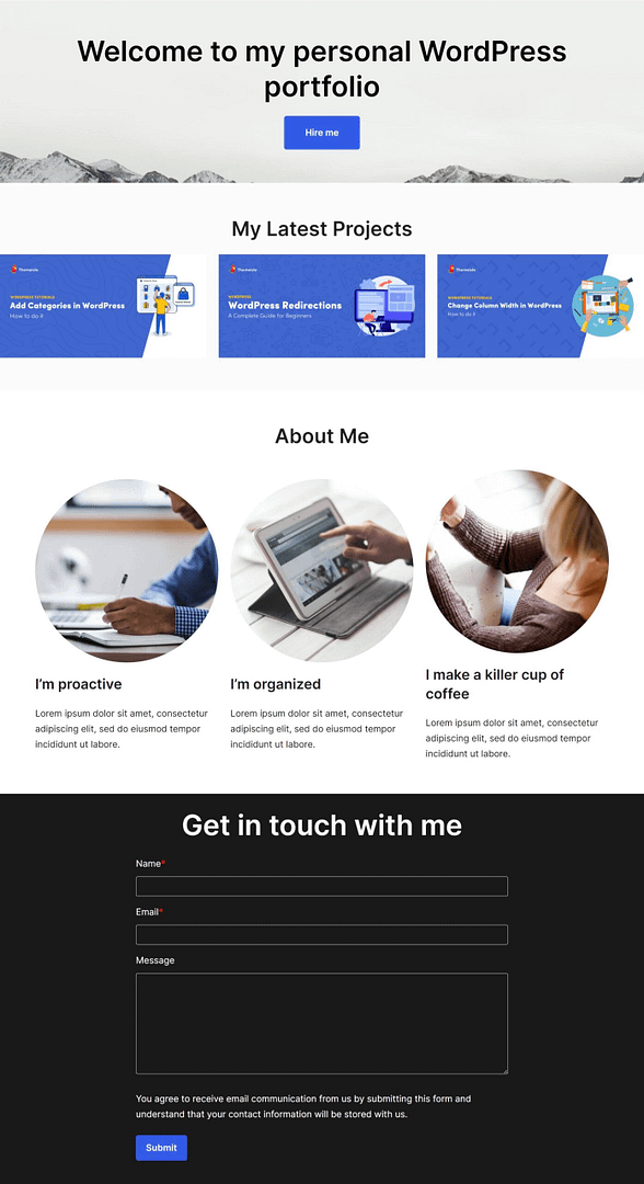 portfolio site on WordPress